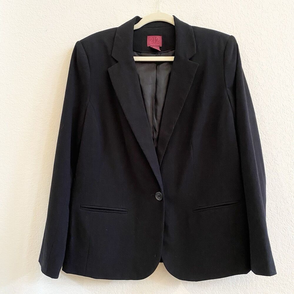 212 Collection Blazer Women's Size 12 Black One Button Office Suit‎ Jacket